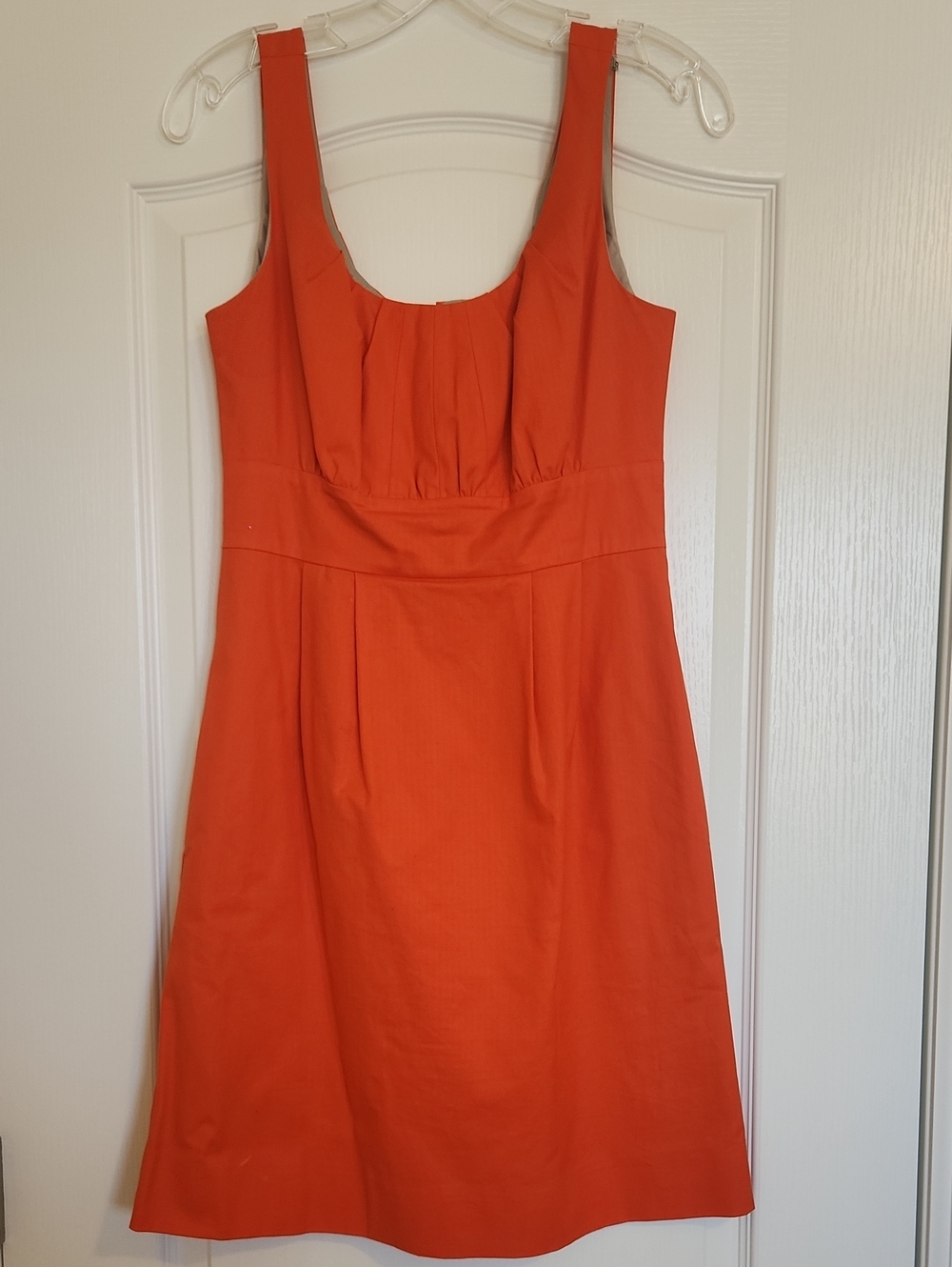 J. Crew Factory Orange Sleeveless Pleated Bodice Midi Dress